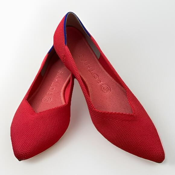 Rothy's "The Point" Pointed Toe Red Slip On Flats Shoes Women’s 7.5 Pre Owned - Picture 1 of 11